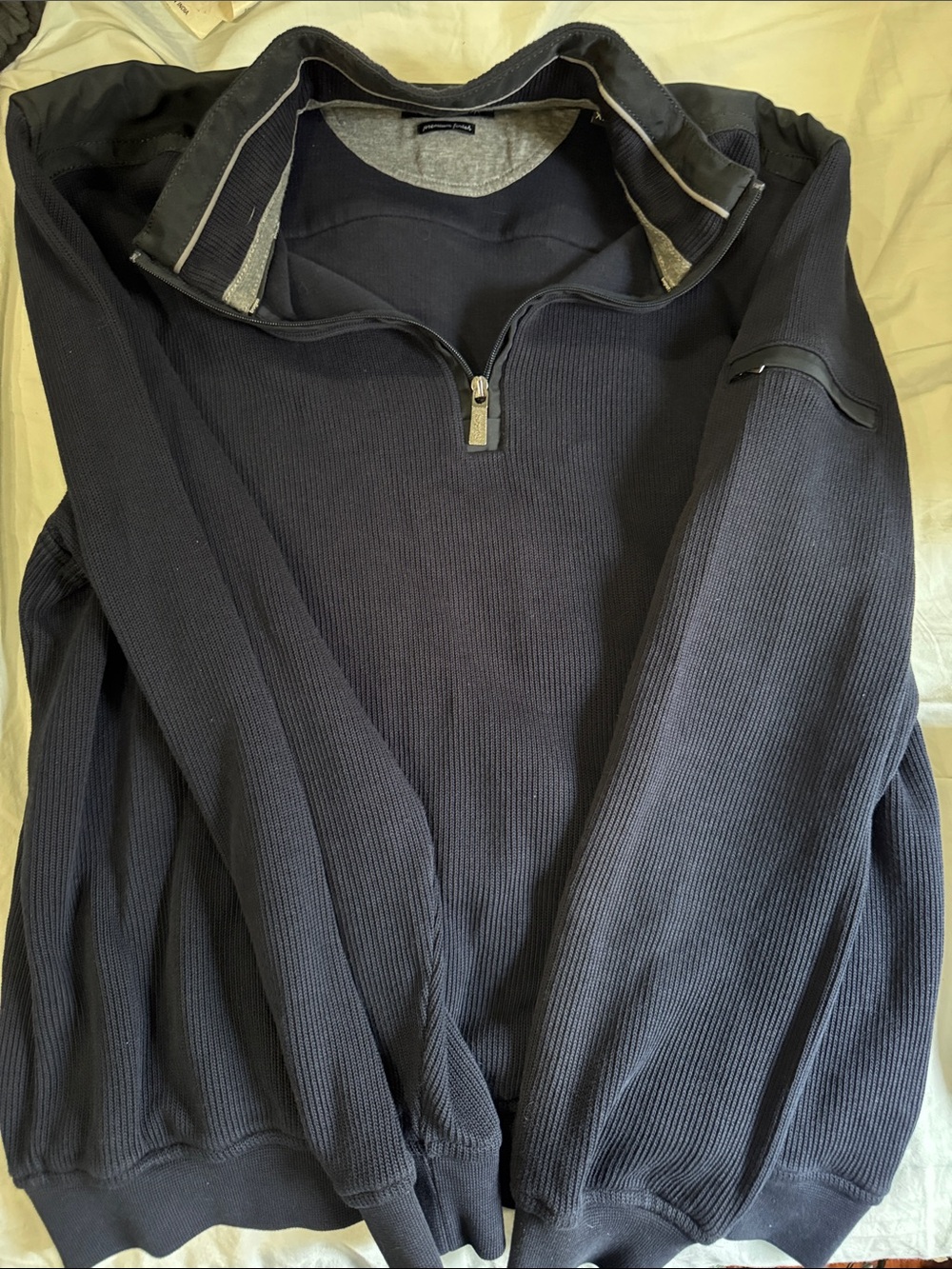 Bugatti Men's Zip-Up Ribbed Sweater - Navy